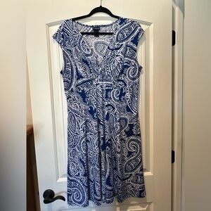 Enfocus Studio Blue and White Patterned Dress